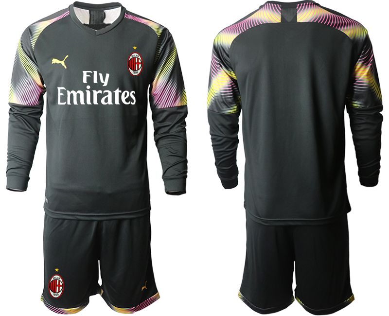 Men 2019-2020 club AC milan black goalkeeper Long sleeve Soccer Jerseys